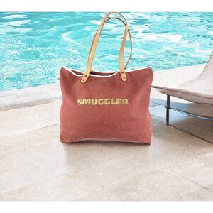 General Knot Co Waxed Canvas All Day Smuggler Tote Bag Copper Brown Embroidered